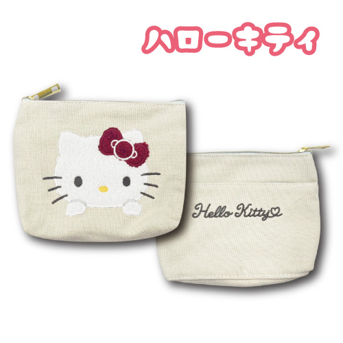 2024年12月新商品発売情報 サンリオ マルチポーチ 立体アップリケ刺繡