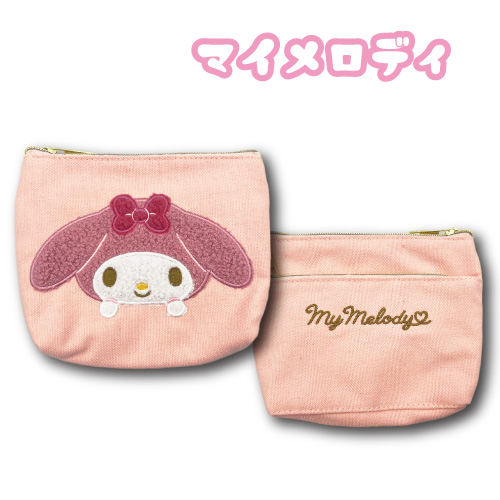 2024年12月新商品発売情報 サンリオ マルチポーチ 立体アップリケ刺繡